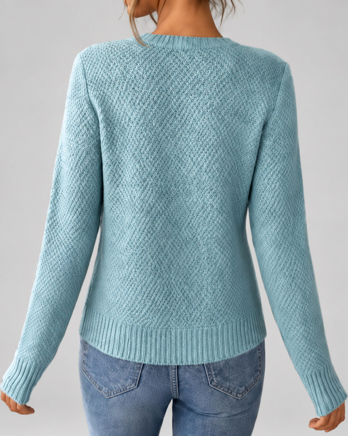 Women's Cable Knit Cardigan – Button Front, Round Neck