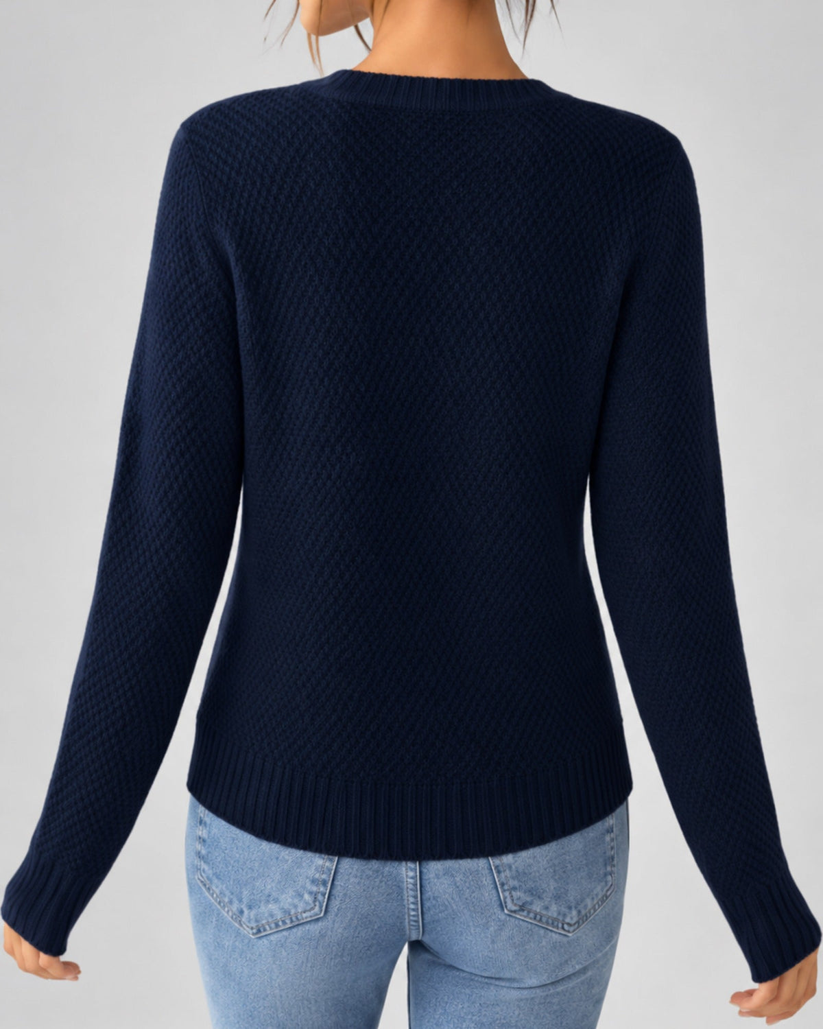 Women's Cable Knit Cardigan – Button Front, Round Neck