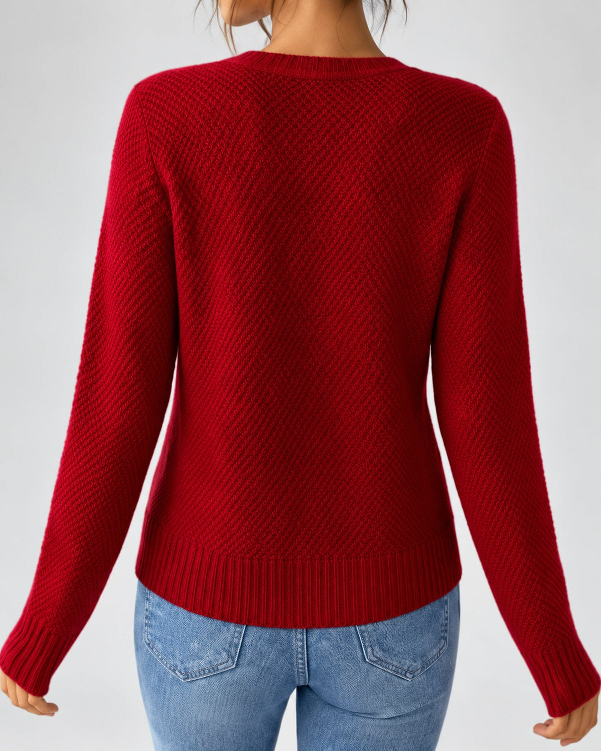 Women's Cable Knit Cardigan – Button Front, Round Neck