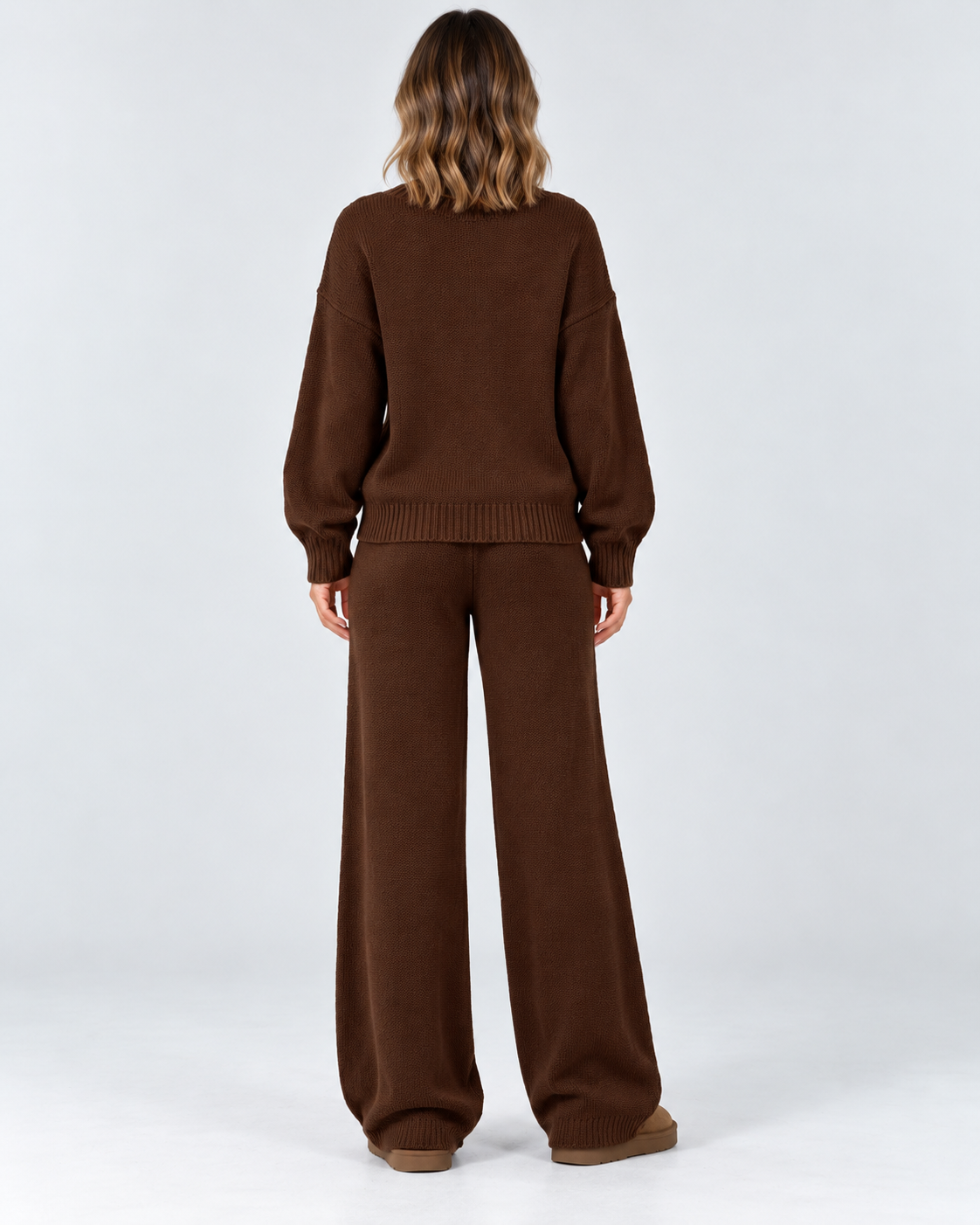 Women's Sweater Set – Cable Knit Wide-Leg