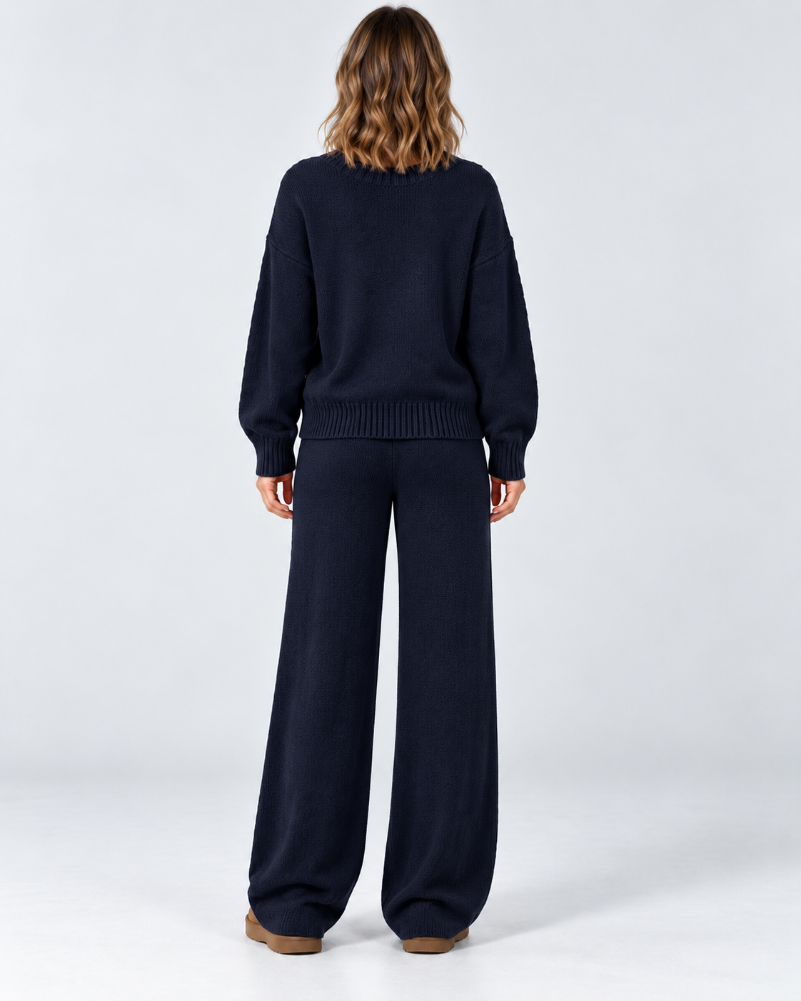 Women's Sweater Set – Cable Knit Wide-Leg