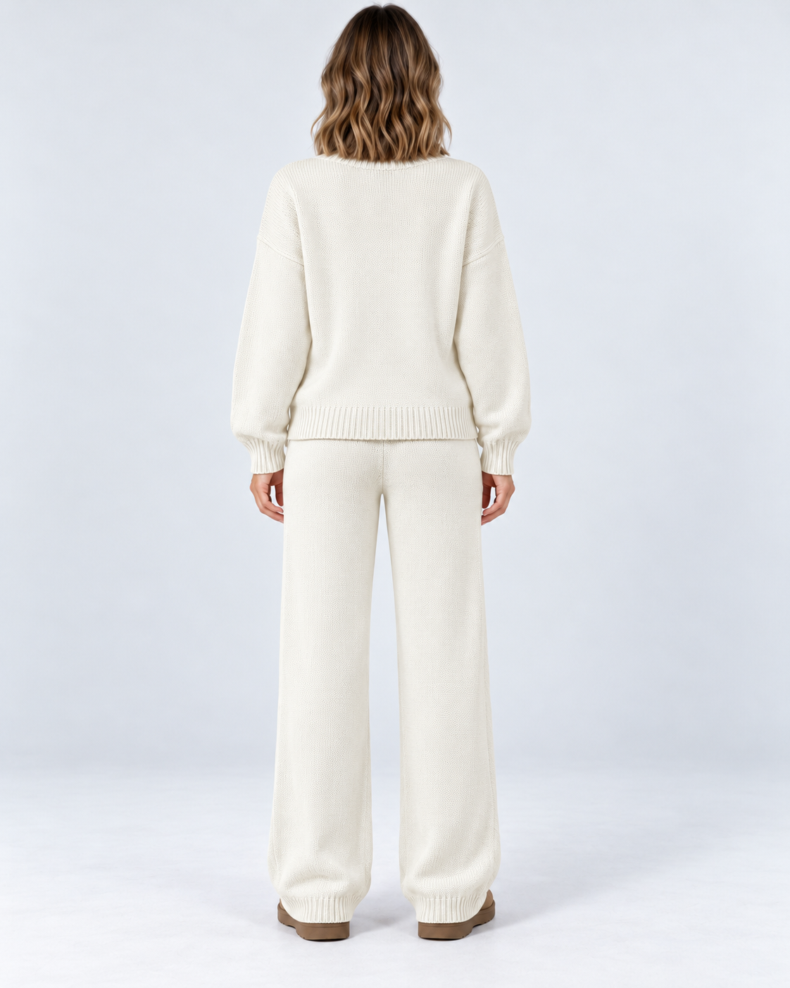 Women's Sweater Set – Cable Knit Wide-Leg