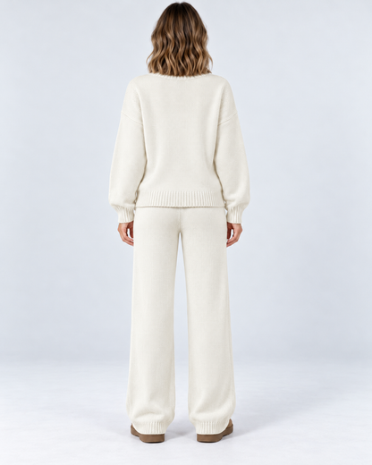 Women's Sweater Set – Cable Knit Wide-Leg