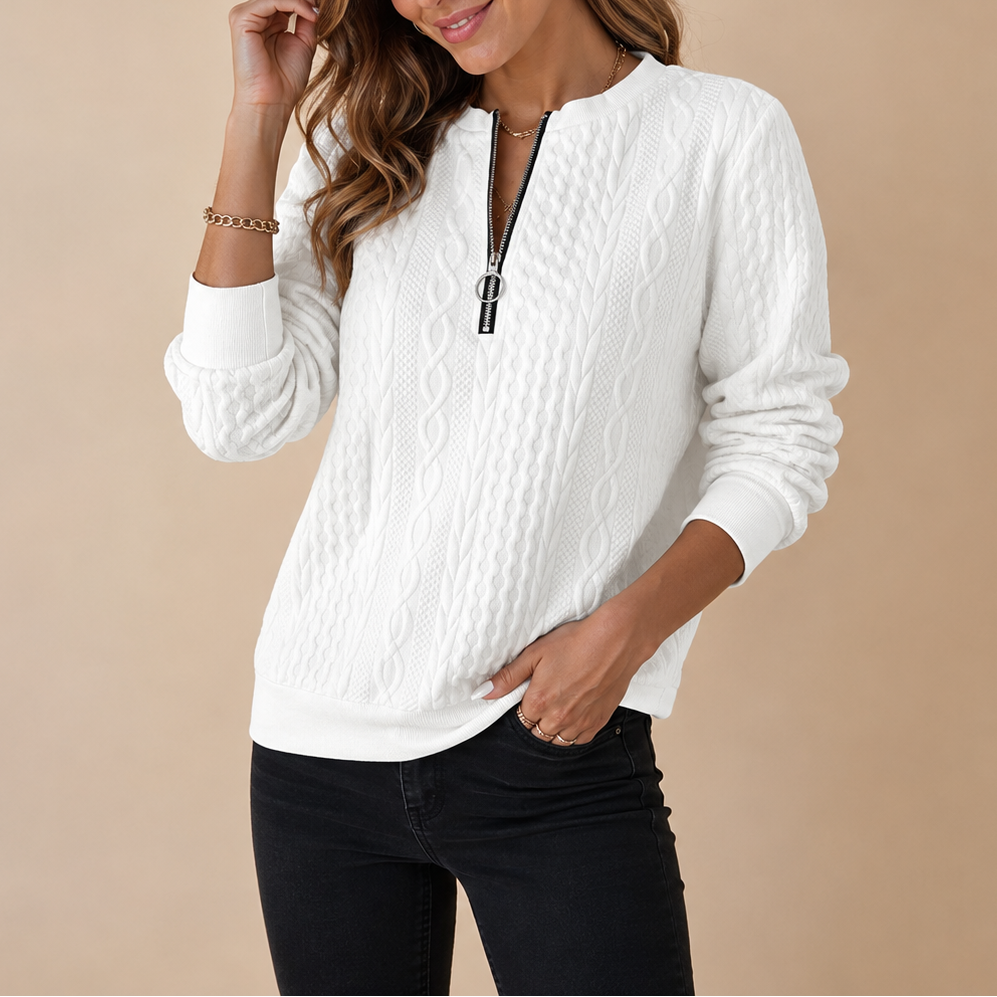 Women's Quarter-Zip Pullover – Cable Knit