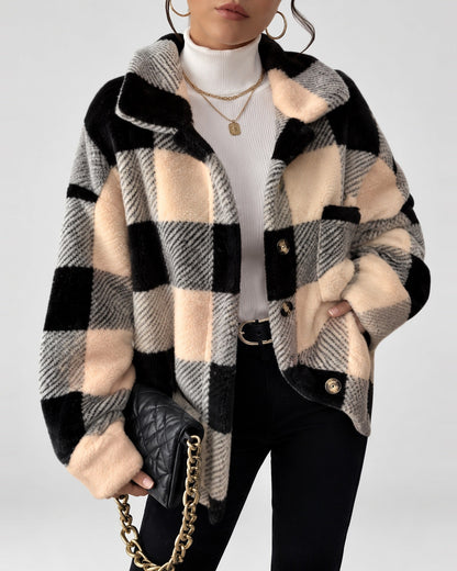 Women's Shacket – Plaid Fleece Button Front
