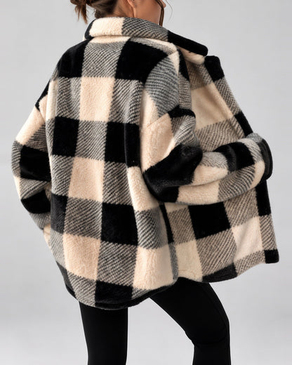 Women's Shacket – Plaid Fleece Button Front