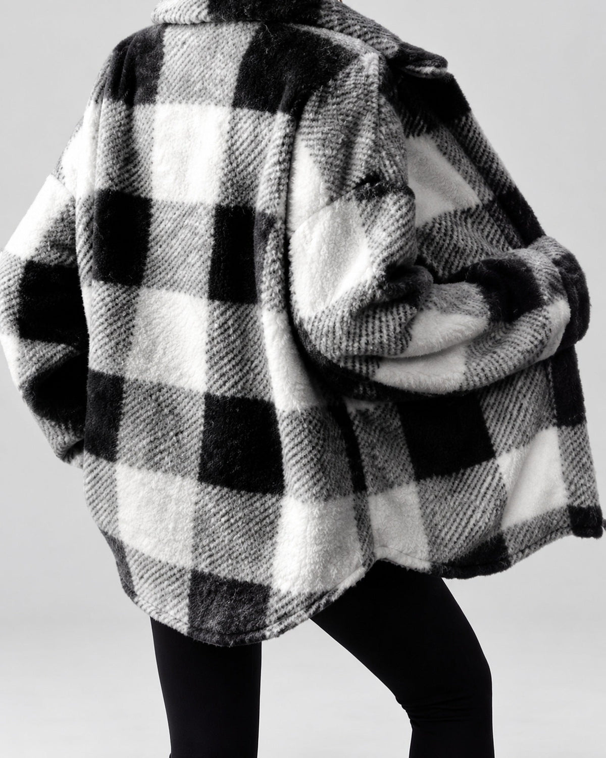 Women's Shacket – Plaid Fleece Button Front