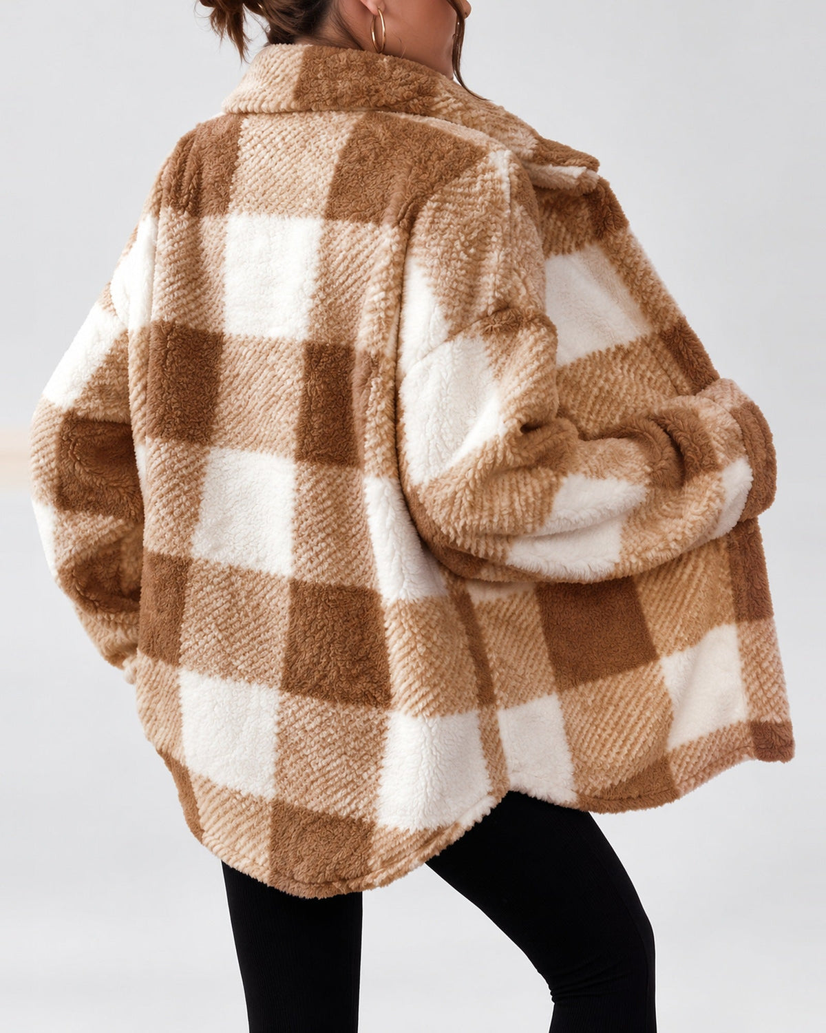 Women's Shacket – Plaid Fleece Button Front