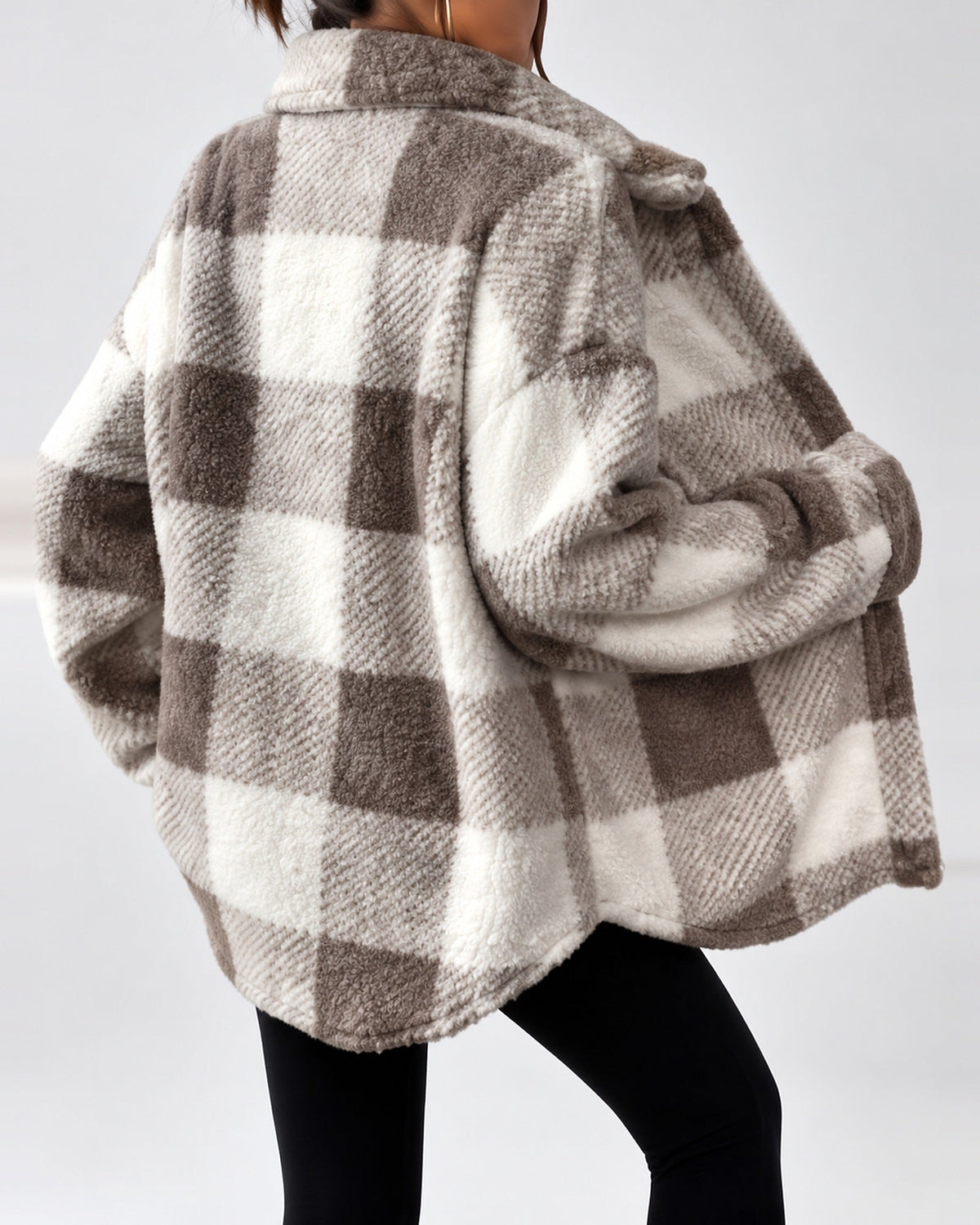Women's Shacket – Plaid Fleece Button Front