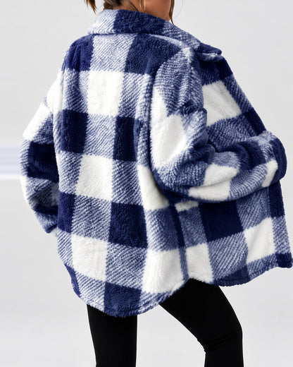 Women's Shacket – Plaid Fleece Button Front