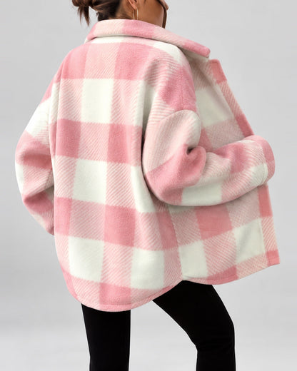 Women's Shacket – Plaid Fleece Button Front