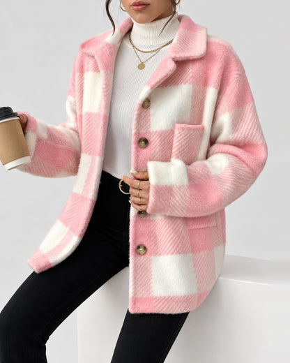Women's Shacket – Plaid Fleece Button Front