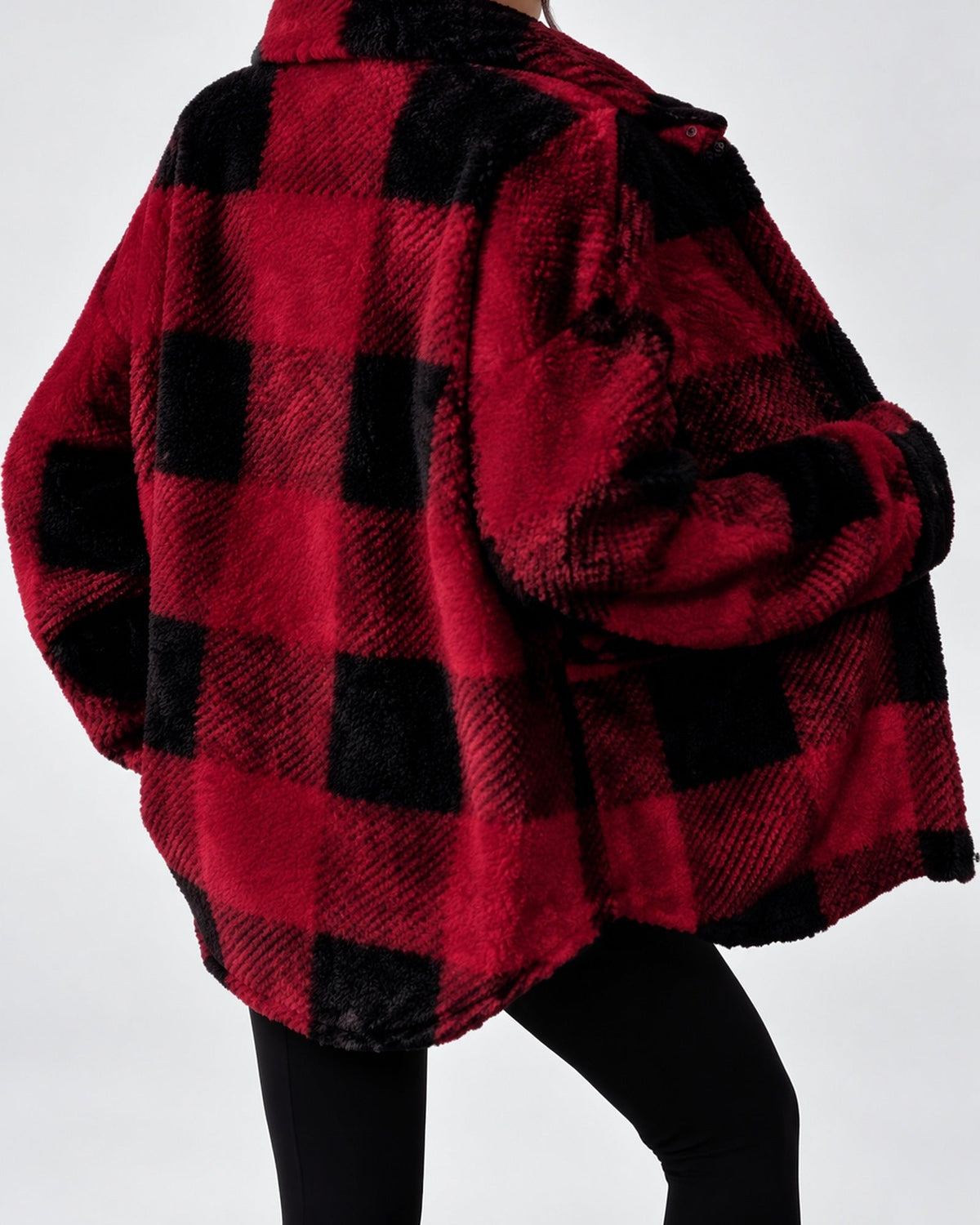 Women's Shacket – Plaid Fleece Button Front