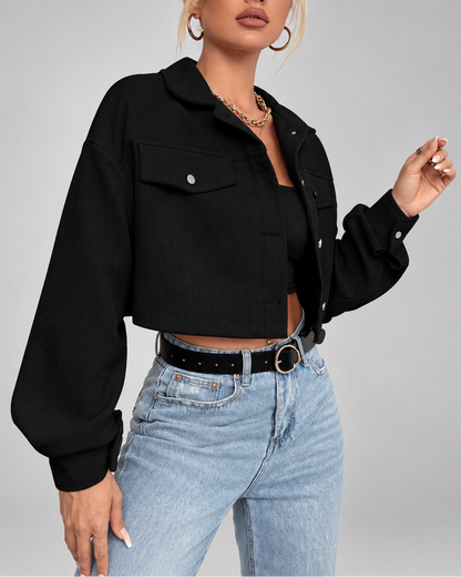 Women's Corduroy Jacket – Cropped Button-Front