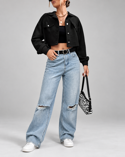 Women's Corduroy Jacket – Cropped Button-Front