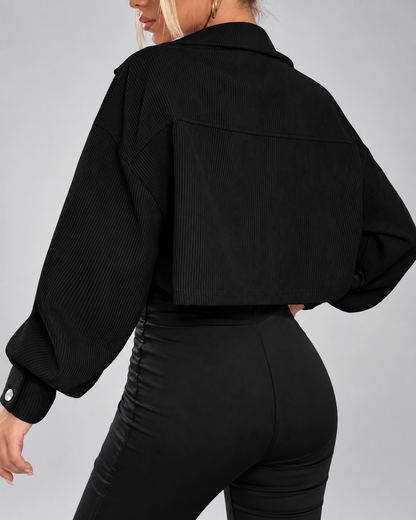Women's Corduroy Jacket – Cropped Button-Front