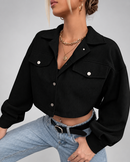 Women's Corduroy Jacket – Cropped Button-Front