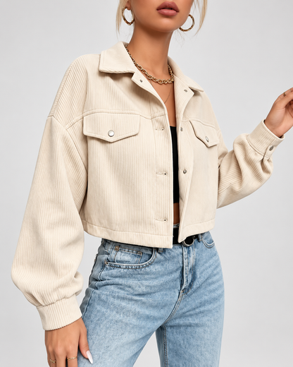 Women's Corduroy Jacket – Cropped Button-Front