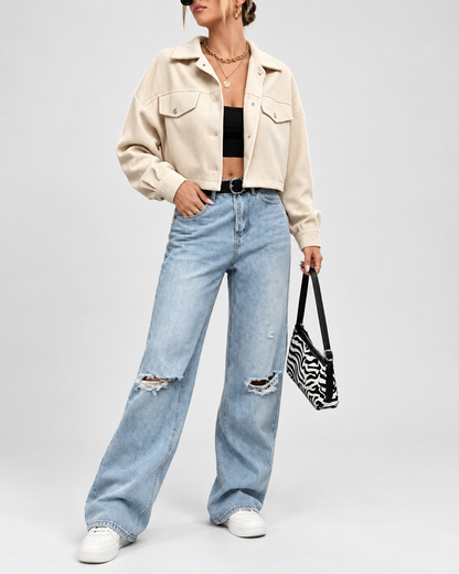 Women's Corduroy Jacket – Cropped Button-Front