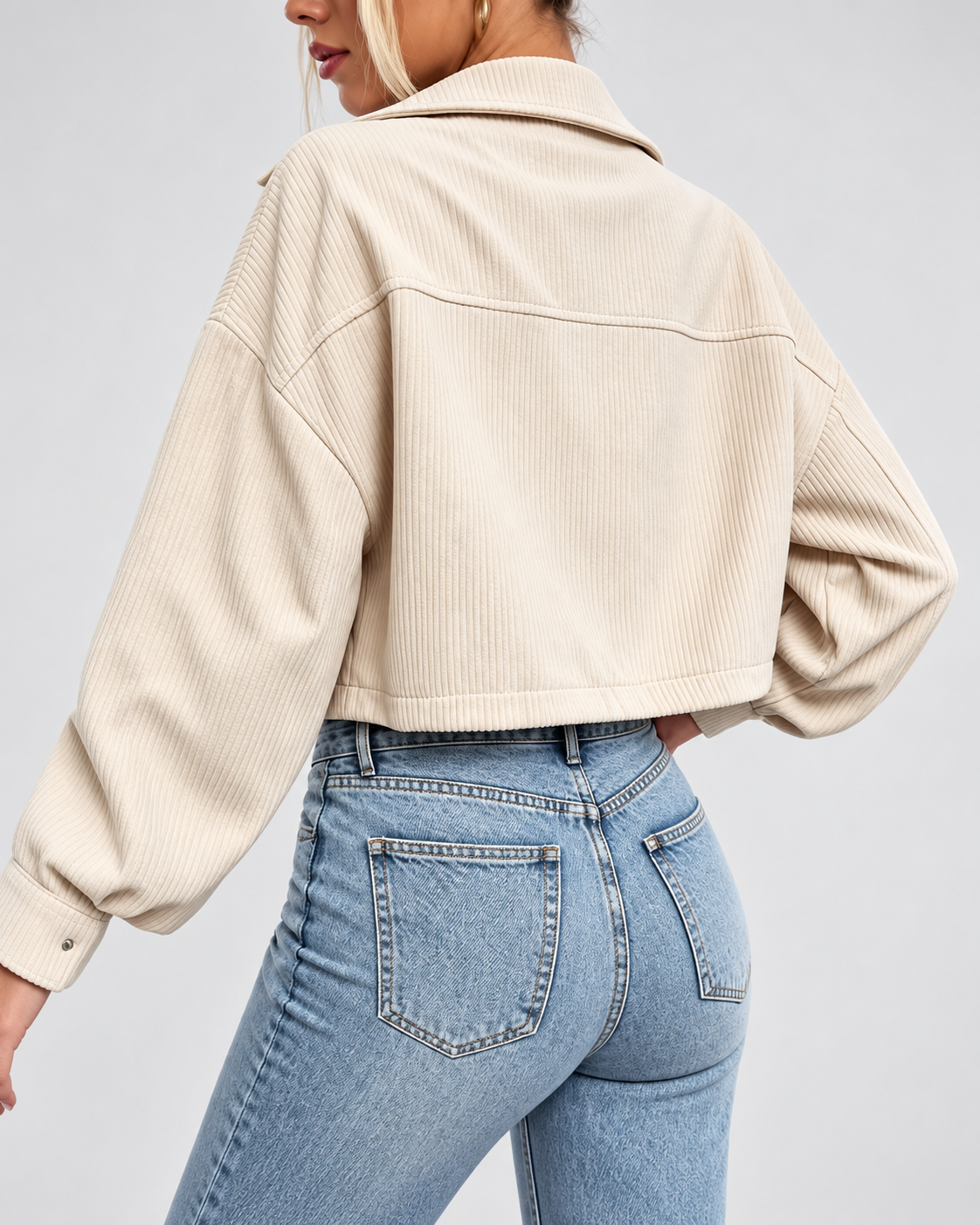 Women's Corduroy Jacket – Cropped Button-Front