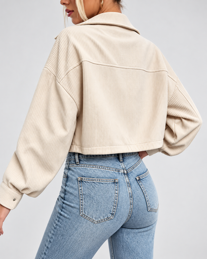 Women's Corduroy Jacket – Cropped Button-Front