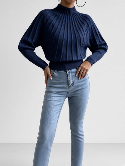 Women's Mock Neck Sweater – Cropped Ribbed Knit