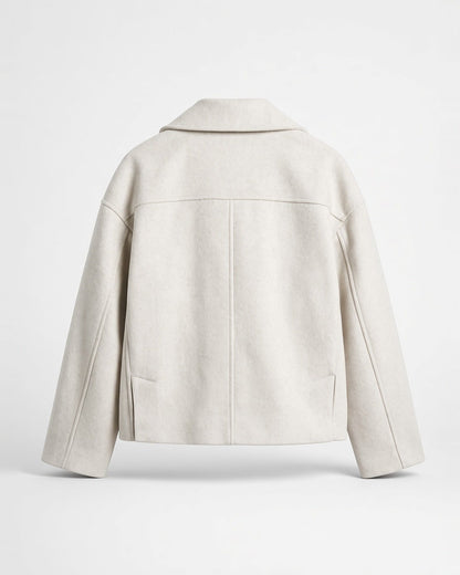 Women's Cropped Pea Coat – Double-Breasted, Notch Lapels