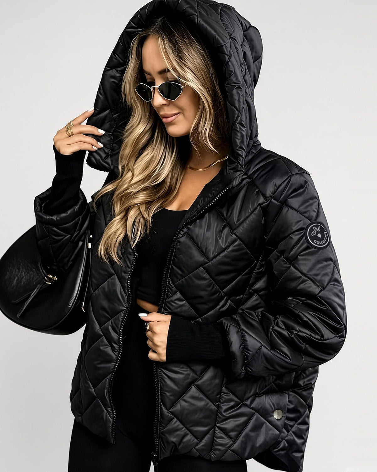 Women's Quilted Jacket – Hooded, Zip-Up, Ribbed Cuffs