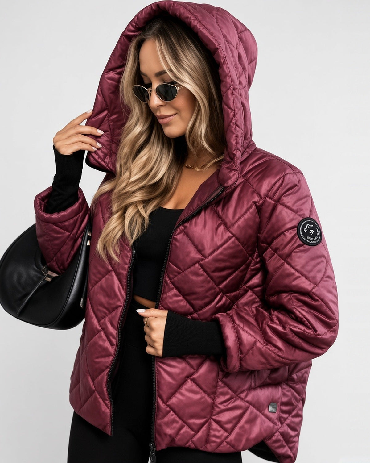 Women's Quilted Jacket – Hooded, Zip-Up, Ribbed Cuffs