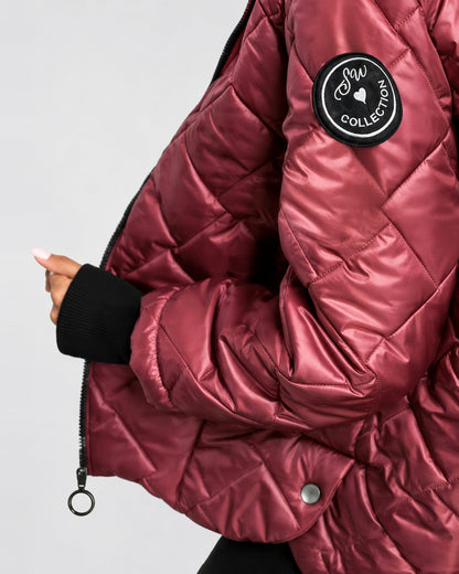 Women's Quilted Jacket – Hooded, Zip-Up, Ribbed Cuffs