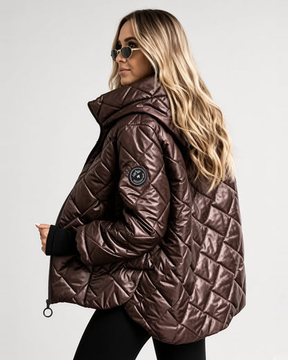 Women's Quilted Jacket – Hooded, Zip-Up, Ribbed Cuffs