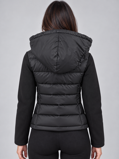 Women's Hooded Puffer Jacket – Quilted Stretch Fit