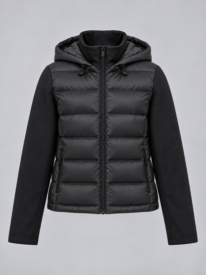 Women's Hooded Puffer Jacket – Quilted Stretch Fit