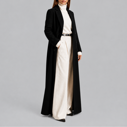 Women's Wool Coat – Maxi Length, Double-Breasted