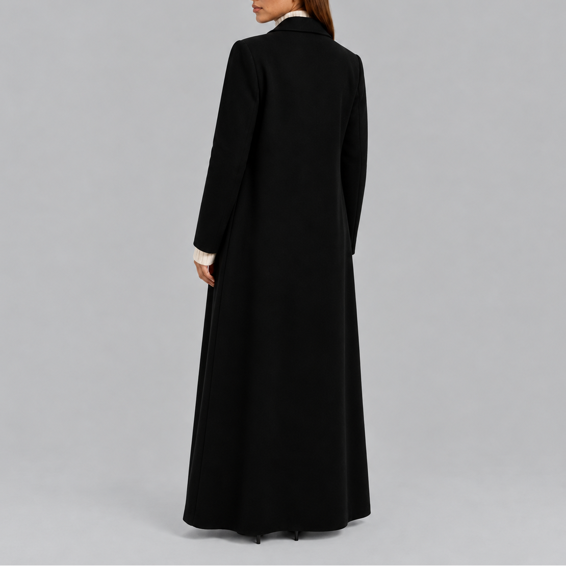 Women's Wool Coat – Maxi Length, Double-Breasted