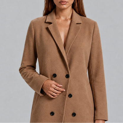 Women's Wool Coat – Maxi Length, Double-Breasted