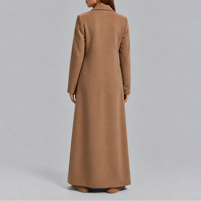 Women's Wool Coat – Maxi Length, Double-Breasted