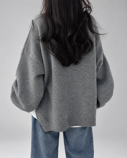 Women's Chunky Knit Sweater – Drop Shoulder, Crew Neck