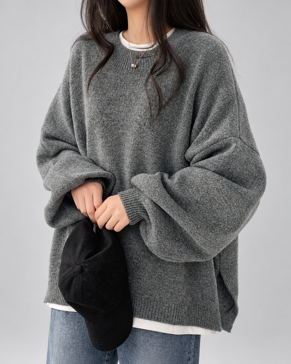 Women's Chunky Knit Sweater – Drop Shoulder, Crew Neck