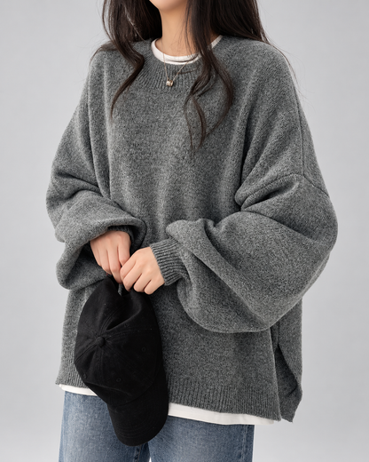 Women's Chunky Knit Sweater – Drop Shoulder, Crew Neck