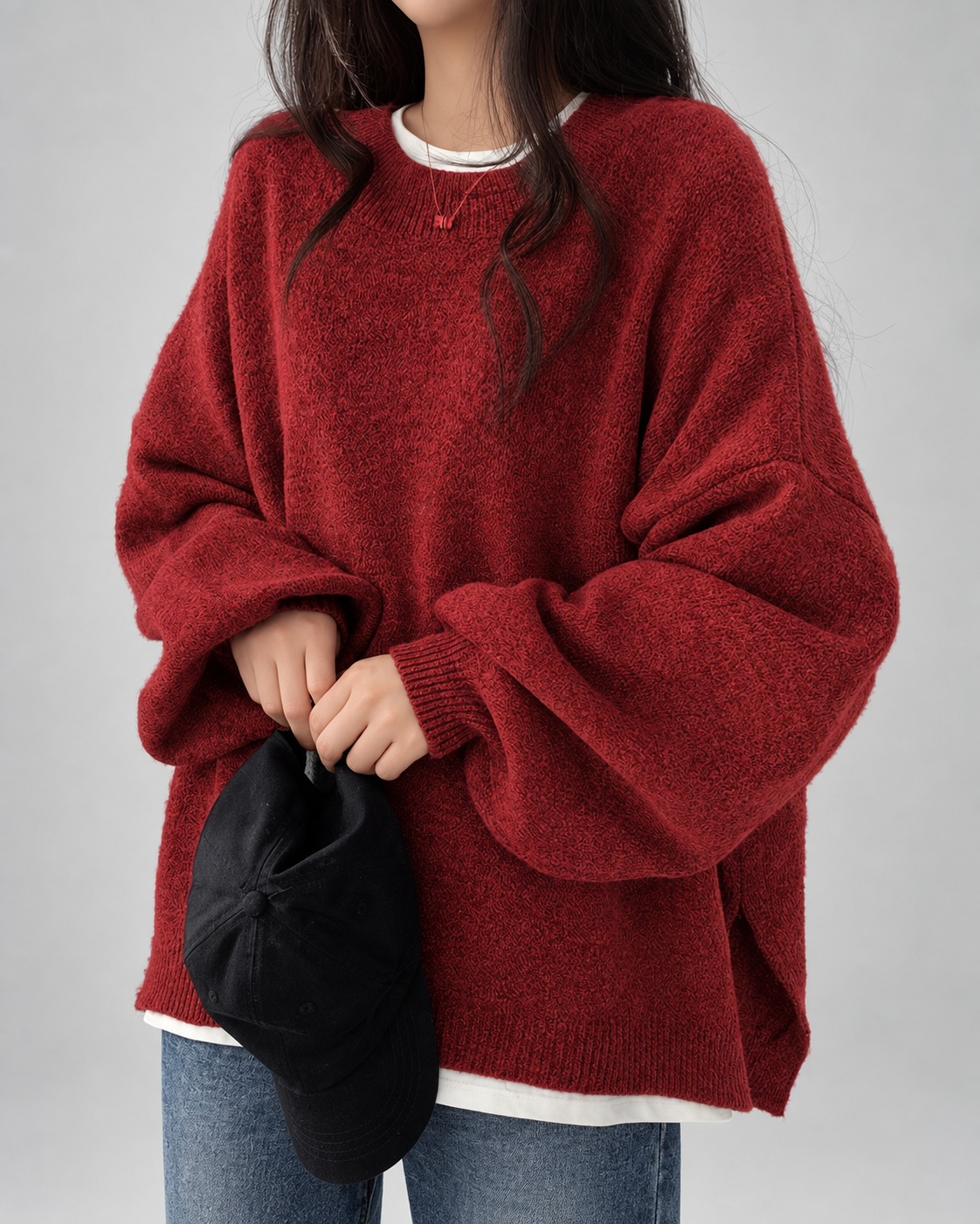 Women's Chunky Knit Sweater – Drop Shoulder, Crew Neck