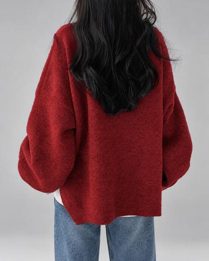 Women's Chunky Knit Sweater – Drop Shoulder, Crew Neck
