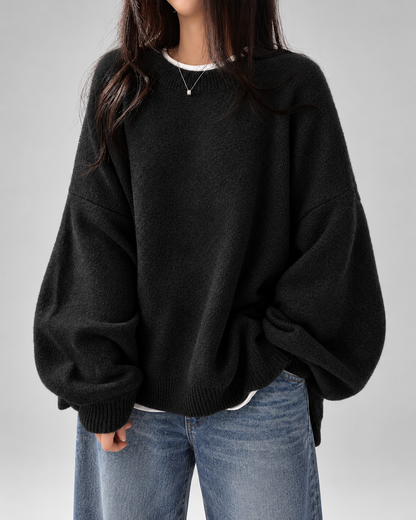 Women's Chunky Knit Sweater – Drop Shoulder, Crew Neck