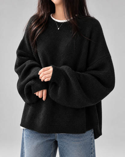 Women's Chunky Knit Sweater – Drop Shoulder, Crew Neck