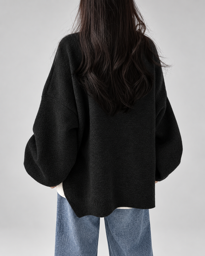 Women's Chunky Knit Sweater – Drop Shoulder, Crew Neck
