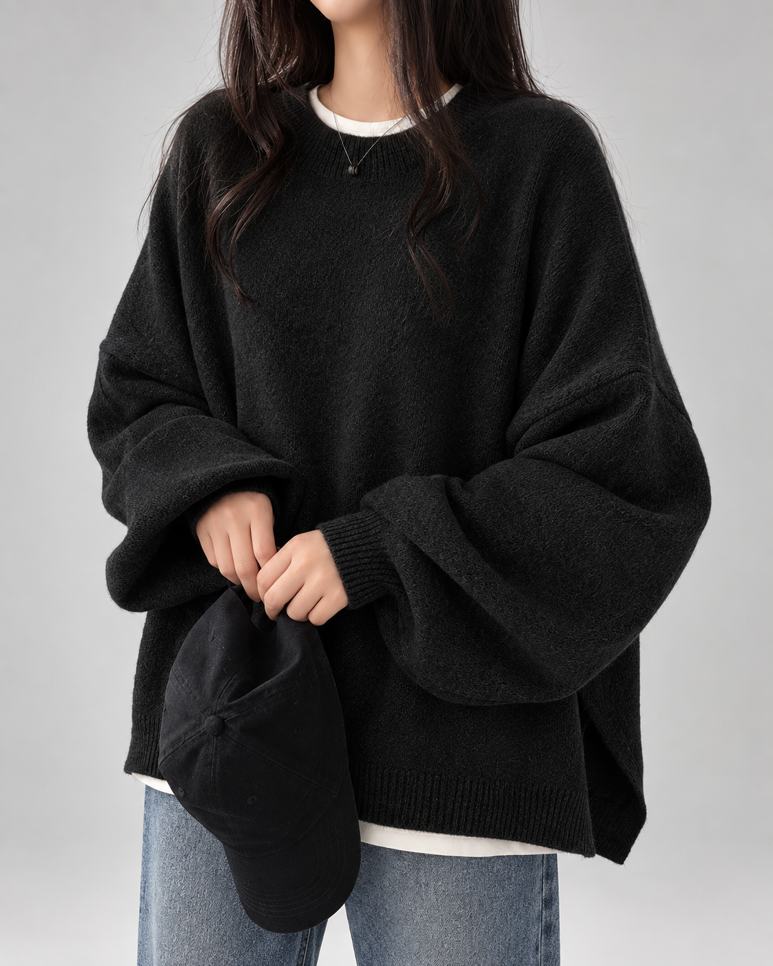 Women's Chunky Knit Sweater – Drop Shoulder, Crew Neck