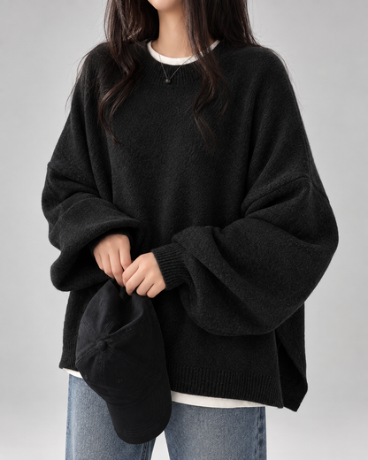 Women's Chunky Knit Sweater – Drop Shoulder, Crew Neck