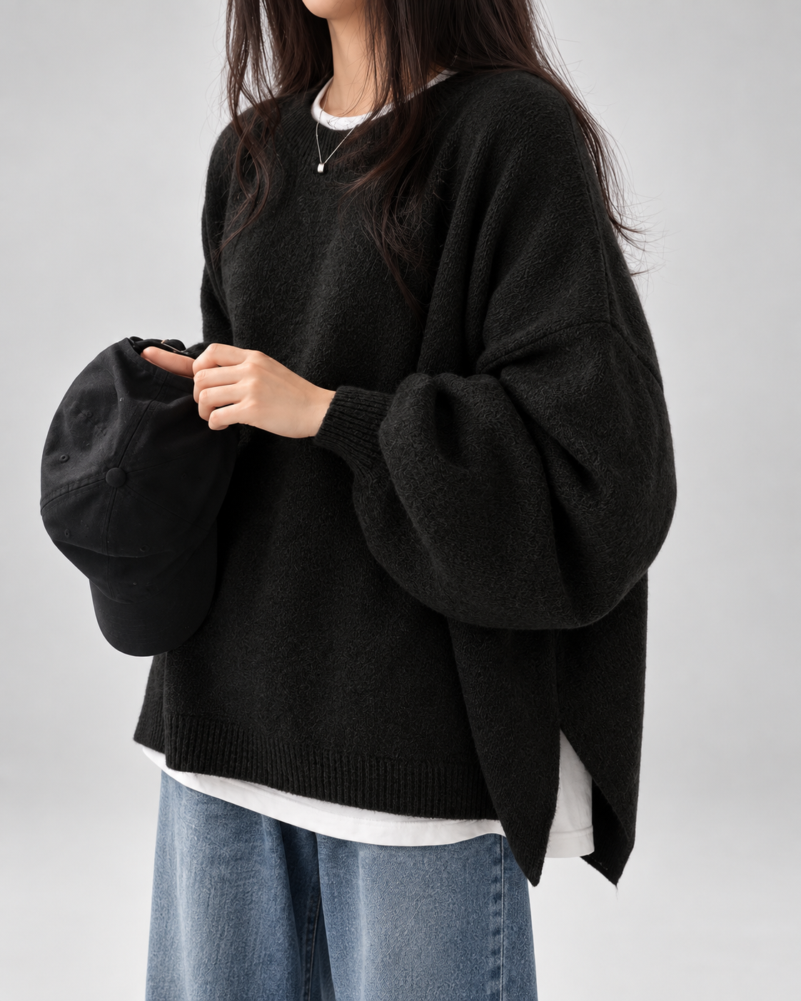 Women's Chunky Knit Sweater – Drop Shoulder, Crew Neck