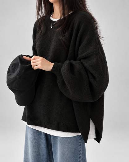 Women's Chunky Knit Sweater – Drop Shoulder, Crew Neck