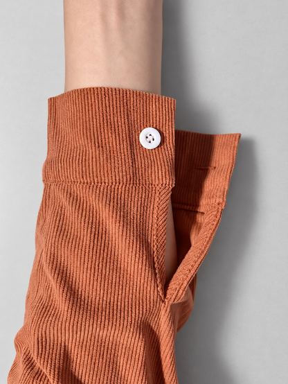 Women's Corduroy Long Sleeve Top – Button Placket, Relaxed Fit